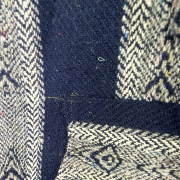 Baja Pullover Hoodie Adult XLg Navy Blue Stripe Hooded Sweatshirt Mexican Jacket - Picture 6 of 11